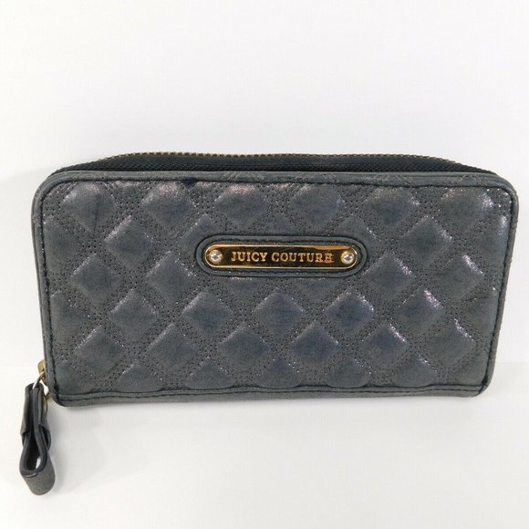 JUICY COUTURE Zipper Logo Gold Cushion Wallet rare - Picture 1 of 7